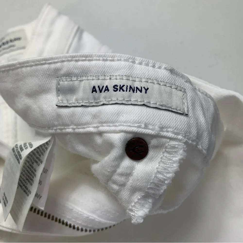 Lucky Brand White Ava Skinny Mid rise Denim Ankle Raw Hem  Jeans-Size 12/31 - Picture 10 of 15